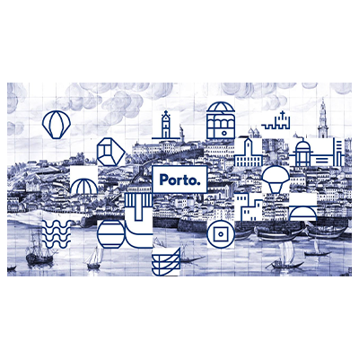 Image de représentation de la ville de porto et de la création de la charte graphique de Porto par Eduardo Aires en 2014.